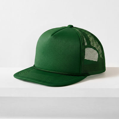 Classic Foam Trucker Hat with Rope – Flat Bill Mesh Snapback
