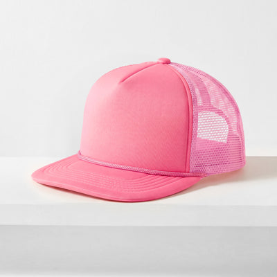 Classic Foam Trucker Hat with Rope – Flat Bill Mesh Snapback