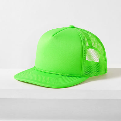 Classic Foam Trucker Hat with Rope – Flat Bill Mesh Snapback