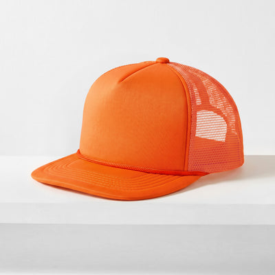 Classic Foam Trucker Hat with Rope – Flat Bill Mesh Snapback