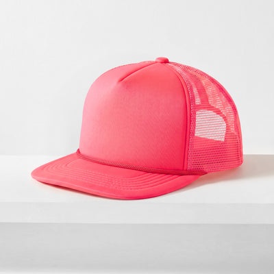 Classic Foam Trucker Hat with Rope – Flat Bill Mesh Snapback