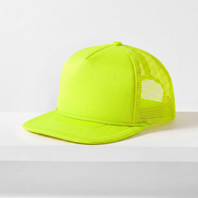 Classic Foam Trucker Hat with Rope – Flat Bill Mesh Snapback