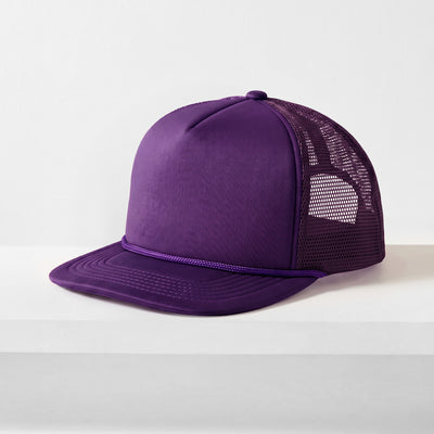 Classic Foam Trucker Hat with Rope – Flat Bill Mesh Snapback