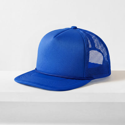 Classic Foam Trucker Hat with Rope – Flat Bill Mesh Snapback
