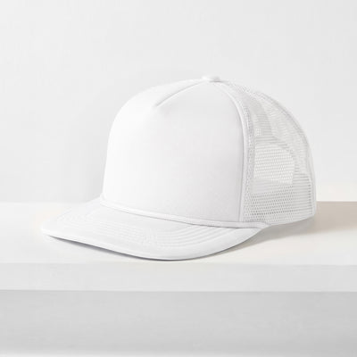 Classic Foam Trucker Hat with Rope – Flat Bill Mesh Snapback