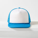 Two-Tone Foam Trucker Hat with Rope – Flat Bill Mesh Snapback