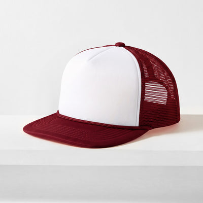 Two-Tone Foam Trucker Hat with Rope – Flat Bill Mesh Snapback