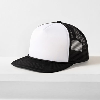 Two-Tone Foam Trucker Hat with Rope – Flat Bill Mesh Snapback