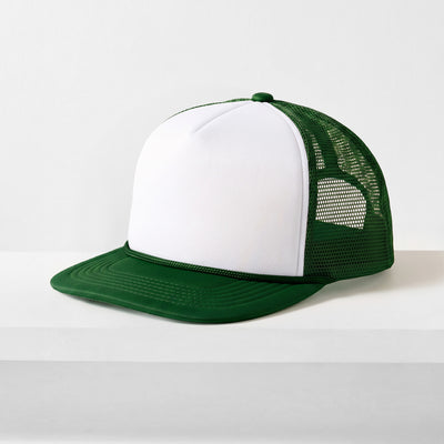 Two-Tone Foam Trucker Hat with Rope – Flat Bill Mesh Snapback