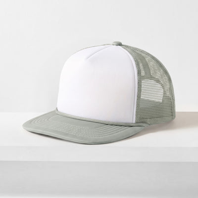 Two-Tone Foam Trucker Hat with Rope – Flat Bill Mesh Snapback