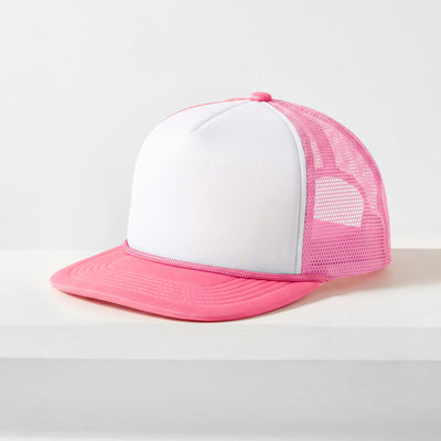 Two-Tone Foam Trucker Hat with Rope – Flat Bill Mesh Snapback