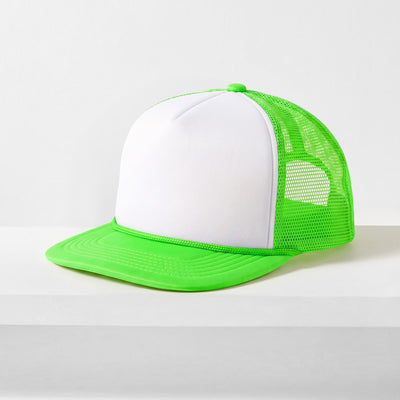 Two-Tone Foam Trucker Hat with Rope – Flat Bill Mesh Snapback