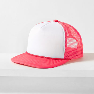 Two-Tone Foam Trucker Hat with Rope – Flat Bill Mesh Snapback