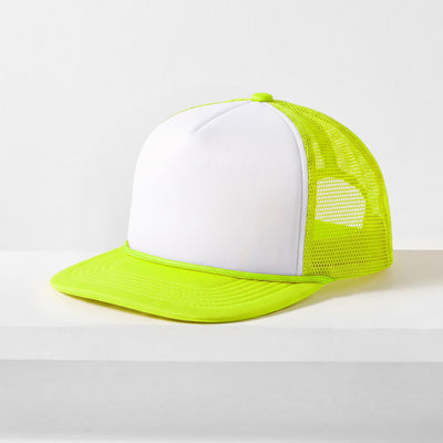 Two-Tone Foam Trucker Hat with Rope – Flat Bill Mesh Snapback