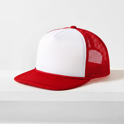 Two-Tone Foam Trucker Hat with Rope – Flat Bill Mesh Snapback