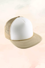 Two-Tone Foam Trucker Hat with Rope – Flat Bill Mesh Snapback
