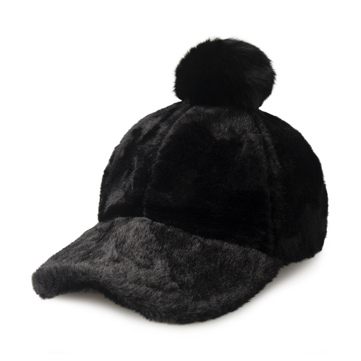 Fur Pom Baseball Cap for Winter – Faux Fur Warm Adjustable Hat