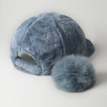 Fur Pom Baseball Cap for Winter – Faux Fur Warm Adjustable Hat
