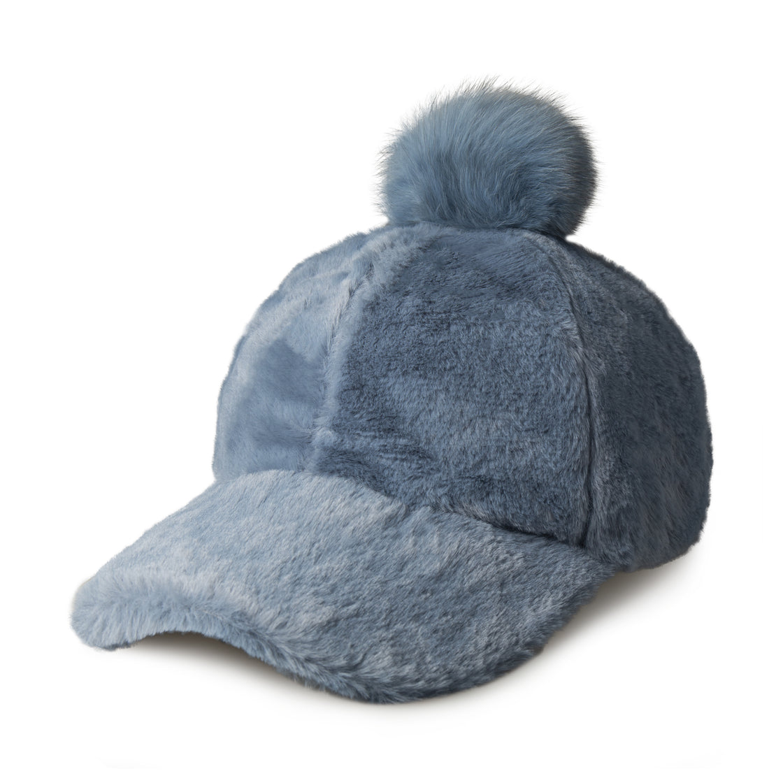 Fur Pom Baseball Cap for Winter – Faux Fur Warm Adjustable Hat