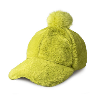 Fur Pom Baseball Cap for Winter – Faux Fur Warm Adjustable Hat