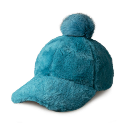 Fur Pom Baseball Cap for Winter – Faux Fur Warm Adjustable Hat