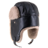 PU Leather Trapper Hat for Winter – Faux Fur Lined Warm Aviator Hat