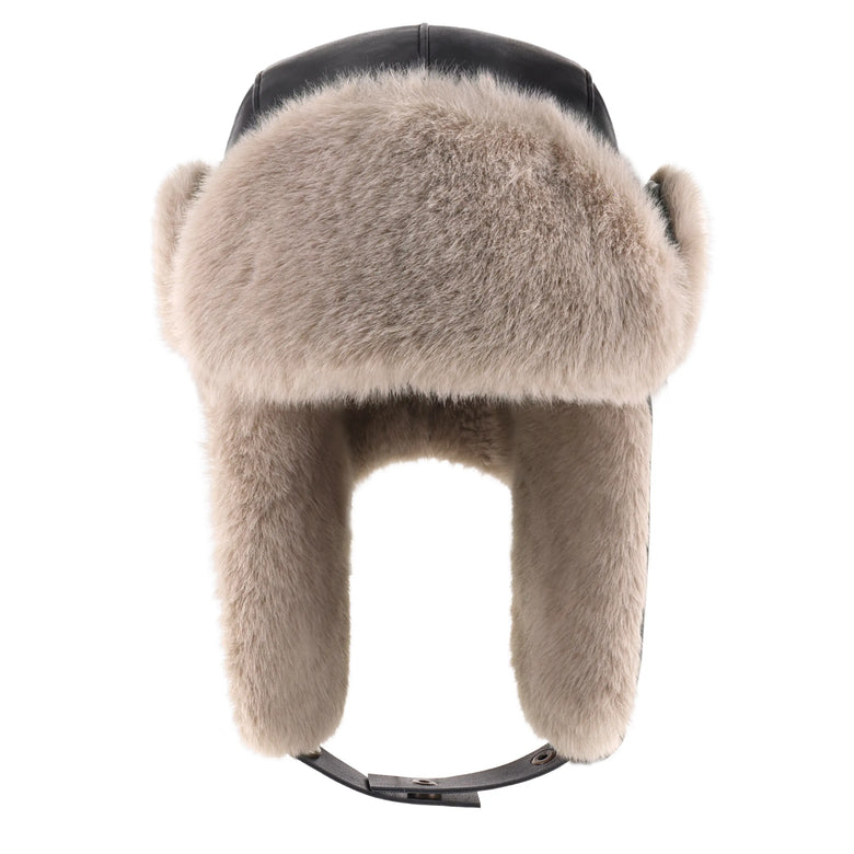 PU Leather Trapper Hat for Winter – Faux Fur Lined Warm Aviator Hat