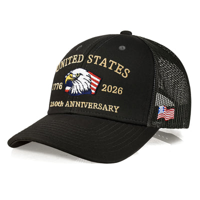 250th Anniversary USA Embroidered Mesh Trucker Cap – Adjustable Snapback Hat