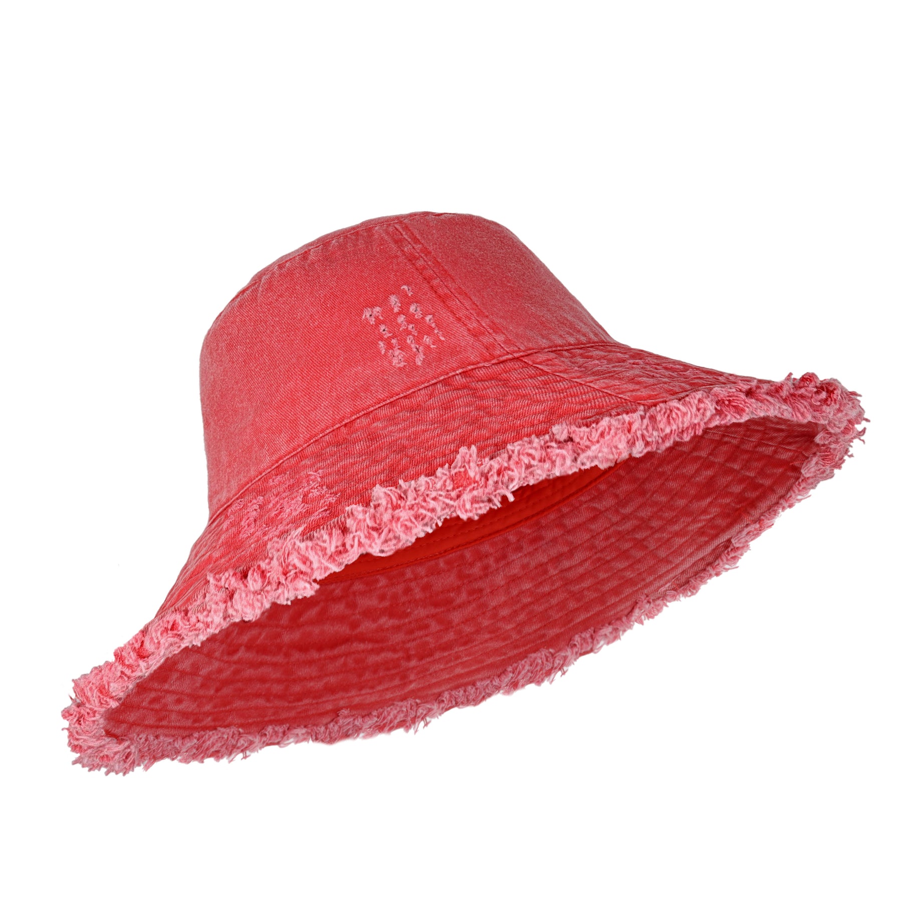 Wide Brim Frayed Bucket Hat