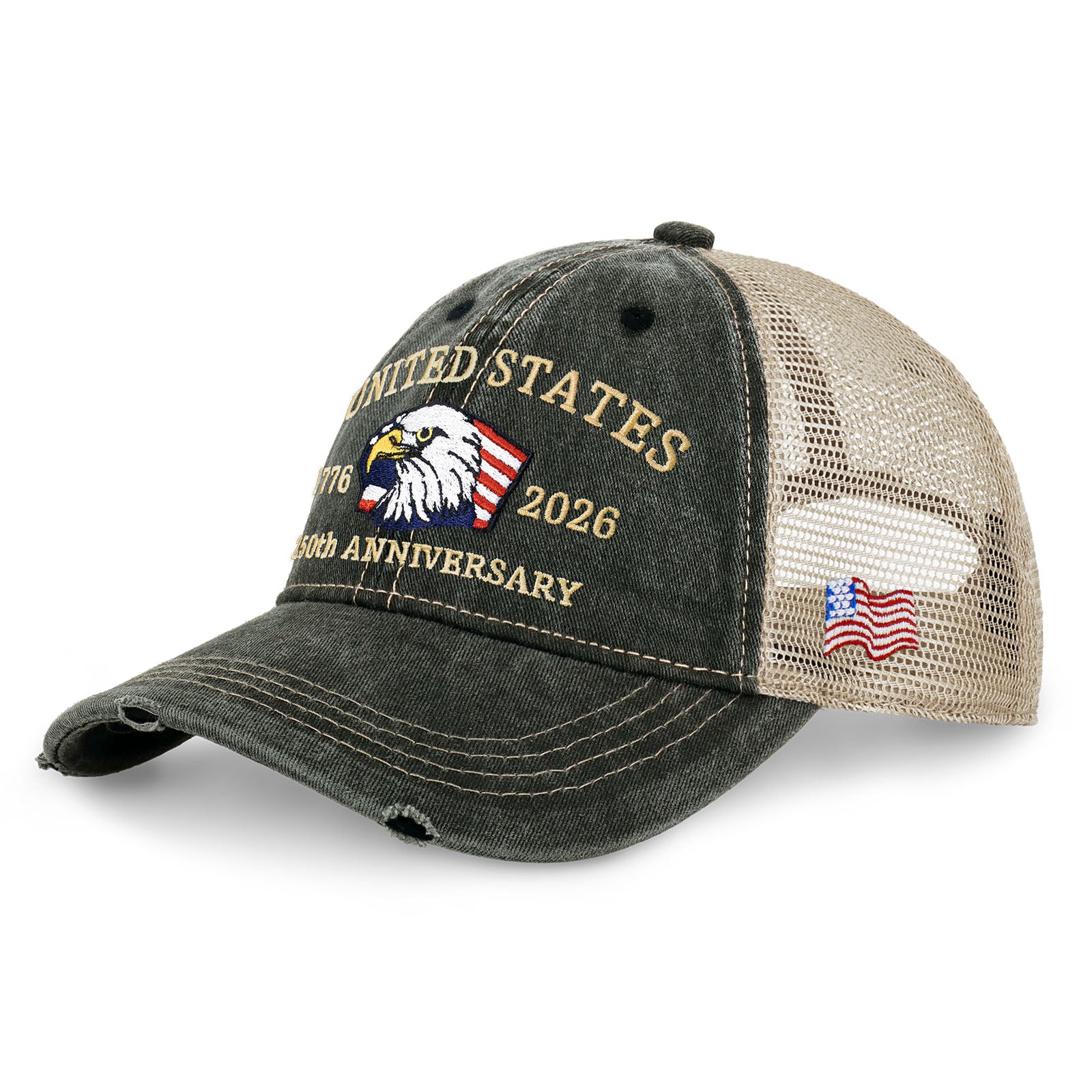 250th Anniversary USA Embroidered Vintage Trucker Cap – Adjustable Snapback Hat