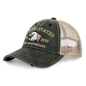 250th Anniversary USA Embroidered Vintage Trucker Cap – Adjustable Snapback Hat
