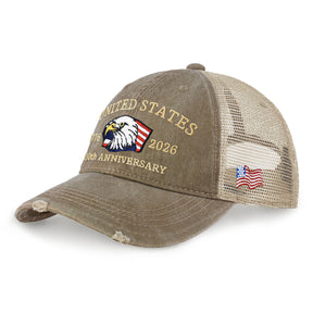 250th Anniversary USA Embroidered Vintage Trucker Cap – Adjustable Snapback Hat