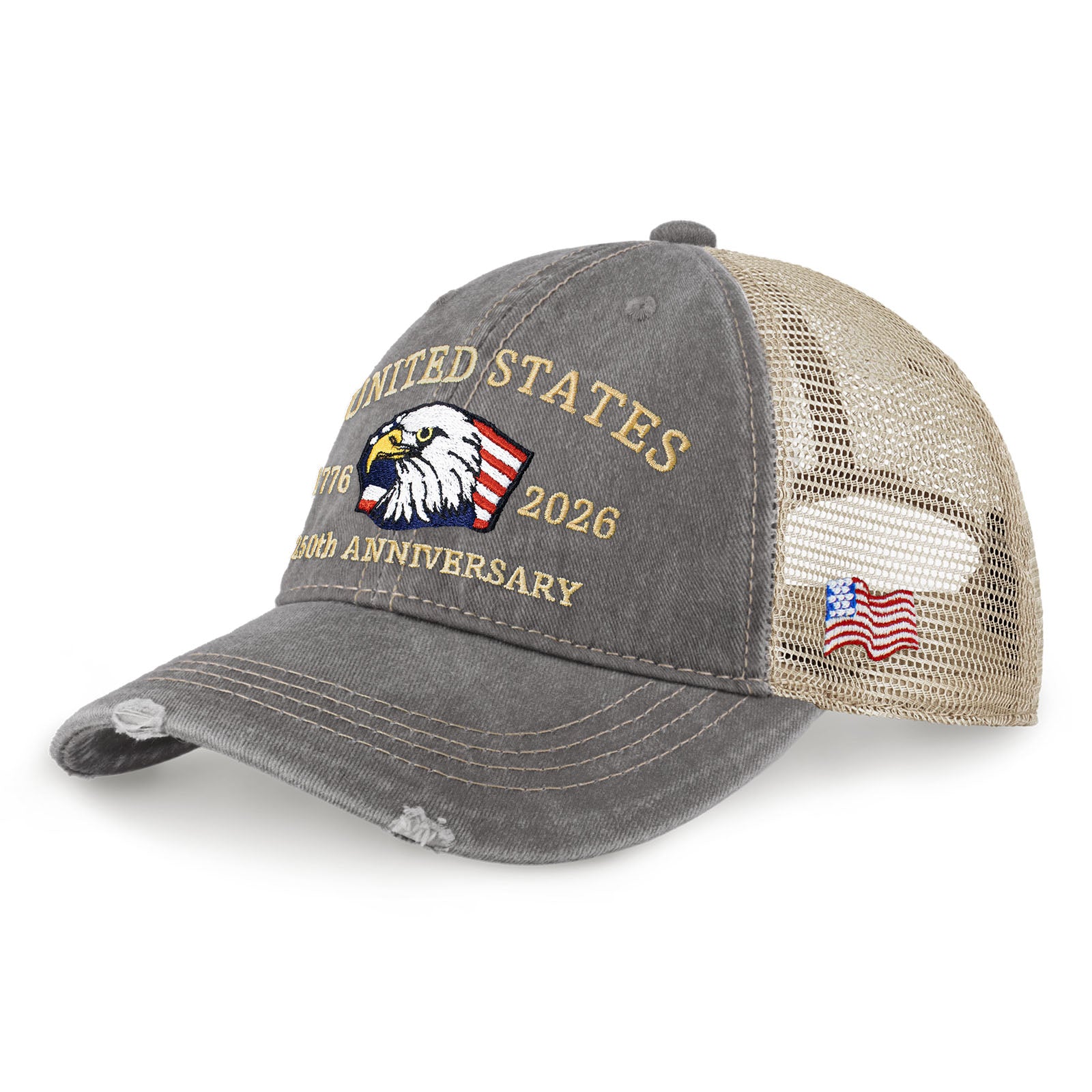250th Anniversary USA Embroidered Vintage Trucker Cap – Adjustable Snapback Hat