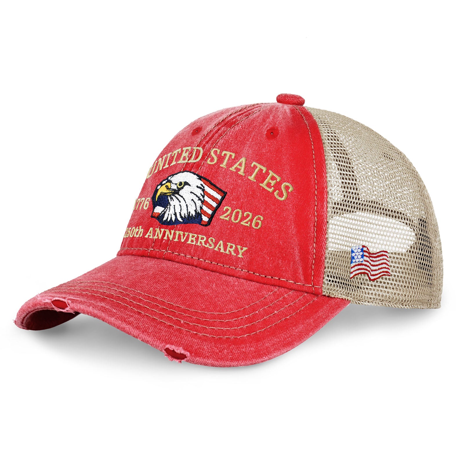 250th Anniversary USA Embroidered Vintage Trucker Cap – Adjustable Snapback Hat