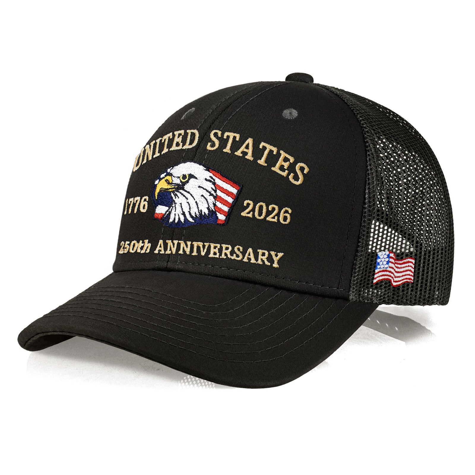 250th Anniversary USA Embroidered Mesh Trucker Cap – Adjustable Snapback Hat