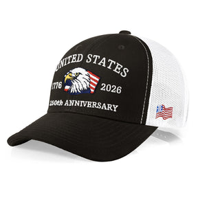 250th Anniversary USA Embroidered Mesh Trucker Cap – Adjustable Snapback Hat