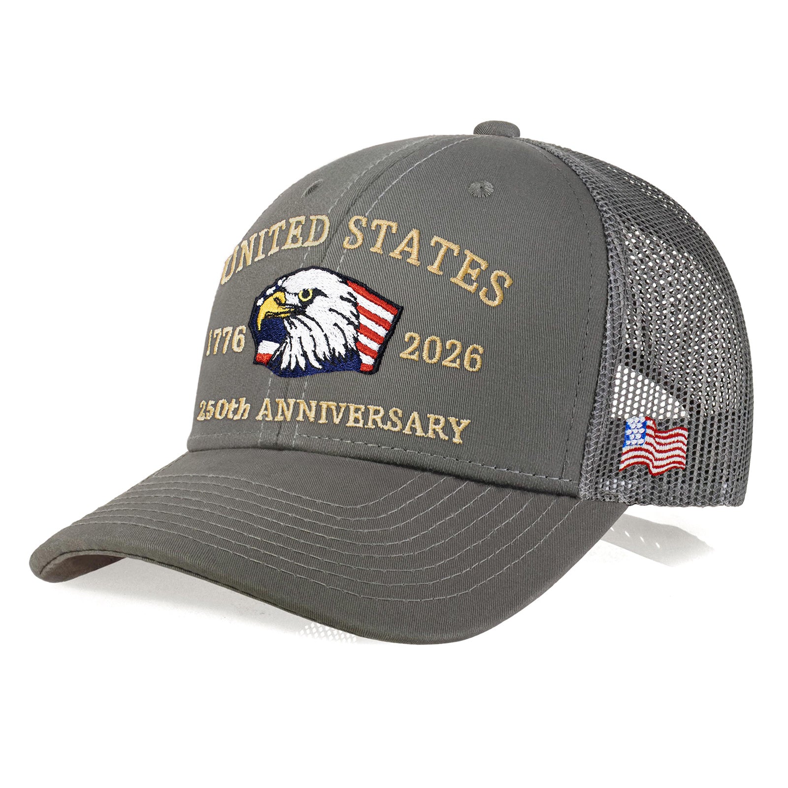 250th Anniversary USA Embroidered Mesh Trucker Cap – Adjustable Snapback Hat
