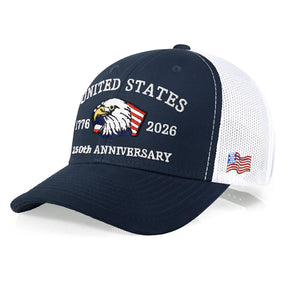 250th Anniversary USA Embroidered Mesh Trucker Cap – Adjustable Snapback Hat