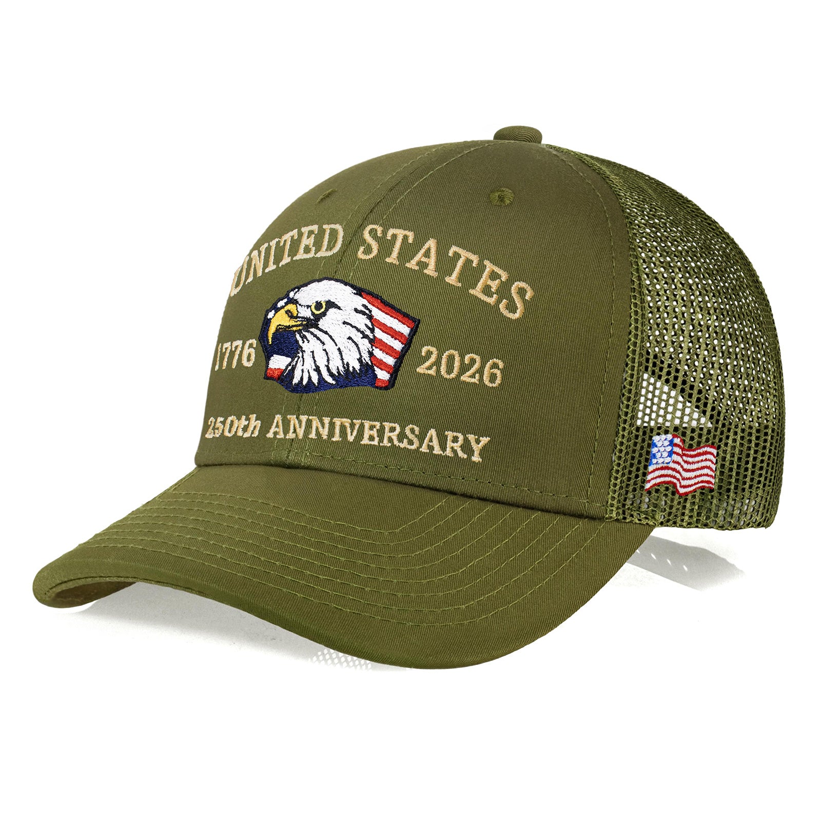 250th Anniversary USA Embroidered Mesh Trucker Cap – Adjustable Snapback Hat