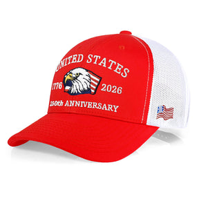 250th Anniversary USA Embroidered Mesh Trucker Cap – Adjustable Snapback Hat