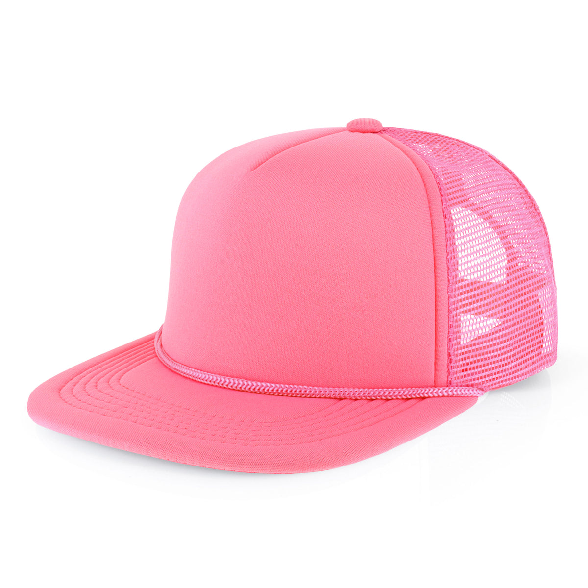 Classic Foam Trucker Hat with Rope – Flat Bill Mesh Snapback