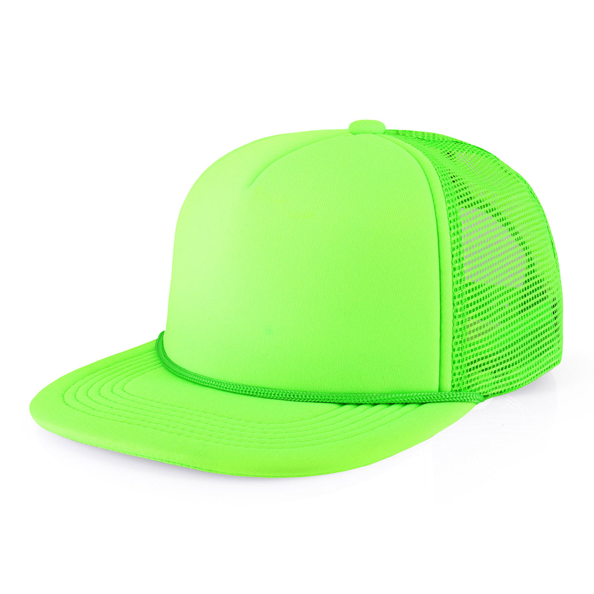 Classic Foam Trucker Hat with Rope – Flat Bill Mesh Snapback