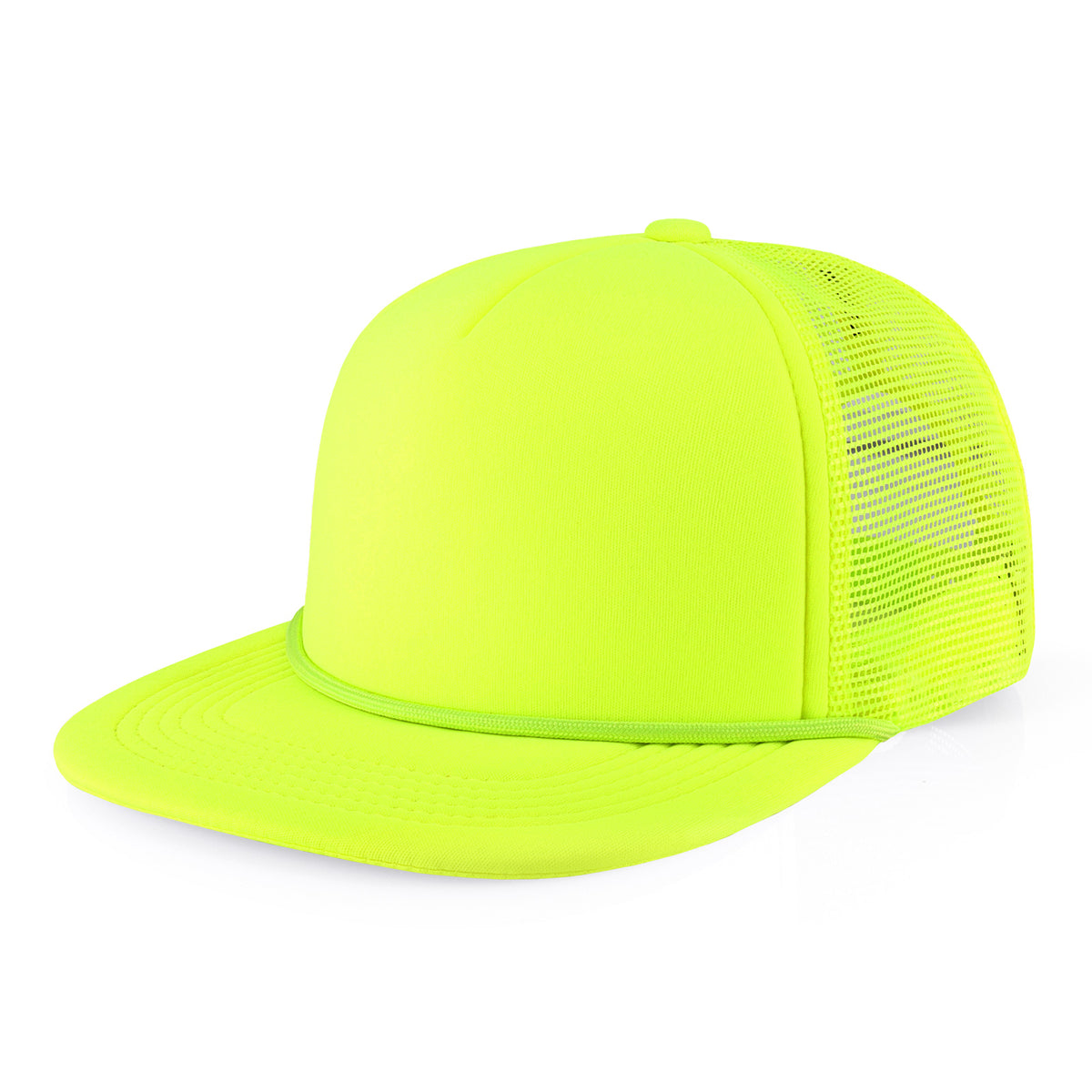 Classic Foam Trucker Hat with Rope – Flat Bill Mesh Snapback