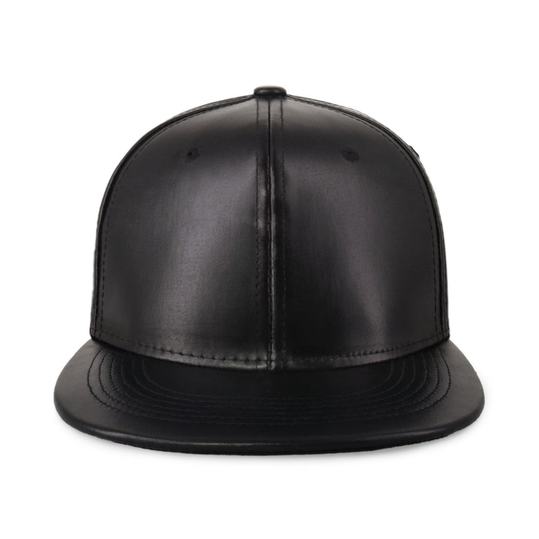 PU Leather Flat Bill Snapback – Sleek Adjustable Street Style Cap