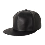 PU Leather Flat Bill Snapback – Sleek Adjustable Street Style Cap