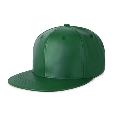 PU Leather Flat Bill Snapback – Sleek Adjustable Street Style Cap