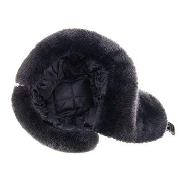 Black Leather - Fur-Trimmed Hat - Aviator, Ushanka, Trapper, Trooper, Aviator Sakkas Victor Unisex Adjustable Warm Russian Aviator Trooper  main image 2