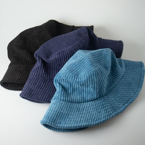 azure black blue Corduroy Bucket Hat
