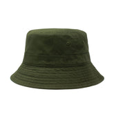army green Plain Canvas Bucket Hat