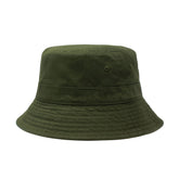 army green Plain Canvas Bucket Hat